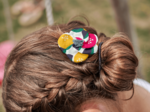 Petite Barrette Pétales de Fleur agrumes pop