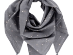 Foulard pompon gaze gris or