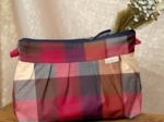 Pochette plissée tartan lurex rubis
