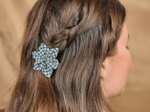 Barrette fleur étoile vichy noir