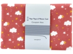 Coupon tissu 1 m nuages rouge ex1083