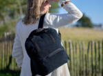 Sac à dos pliable Gaby velours côtelé large noir