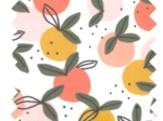 Coupon tissu enduit de 35cm  ex2519 ronde de fruits blanc peche