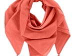 Foulard pompon gaze dentelle corail