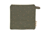 Carré Démaquillant Lavable gaze pois or kaki