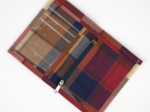 Portefeuille compact tartan lurex rubis