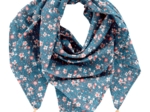 Foulard pompon fleuri nude ardoise