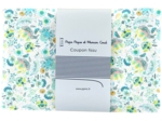 Coupon tissu 1 m fleuri vert blanc ex1065