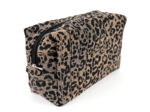 Trousse de toilette rectangle leopard matelassé moka