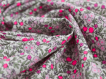 Tissu coton au mètre ex2431 floral mini rose fluo