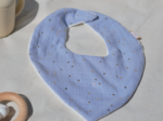 Bavoir bandana gaze pois or bleu baltique