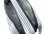 Trousse double compartiment rayé bleu blanc