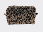 Trousse de toilette rectangle leopard matelassé moka