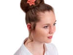 Barrette fleur étoile 4 gaze lurex corail