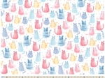 Tissu coton au mètre ex2332 multichats petrole rose