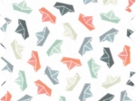 Coupon tissu 1 m bateaux vert et rouge ex1046
