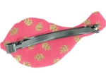 Barrette mésange feuillage or rose
