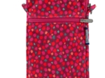 Pochette téléphone matelassée pompons cerise