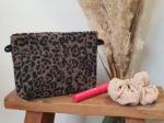 Mini pochette tissu matelassé Léopard Moka