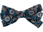 Barrette noeud ruban paquerette marine