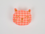 Barrette miaou vichy orange fluo