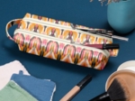 Trousse double compartiment ikat ocre