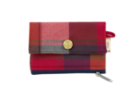 Mini porte-monnaie recto-verso tartan lurex rubis