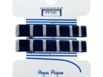  Barrette croco moyenne rayé argent marine cr053