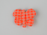 Barrette petit papillon vichy orange fluo