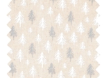 Coupon tissu 50 cm ex2653 noel sapins pailletés ivoire
