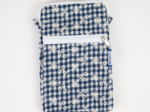 Pochette téléphone matelassée vichy brodé marine