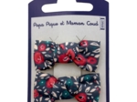 Barrettes clic-clac petits noeuds camelias rubis