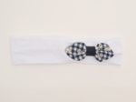 Bandeau jersey bébé noeud vichy brodé marine