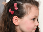 Barrettes clic-clac petits noeuds vichy coccinelle