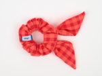 Chouchou nœud  vichy rouge corail