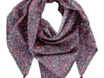 Foulard pompon camelias rubis