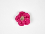 Mini Barrette Pétales de Fleur fuchsia pailleté