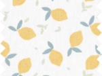 Coupon tissu 1 m citrons jaune blanc ex1056