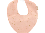 Bavoir bandana gaze pois or rose