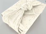 Furoshiki moyen 48 x 48 cm gaze pois or écru