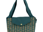 Grand sac cabas en tissu eventail or vert
