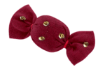 Petite barrette mini bonbon gaze pois or grenat
