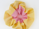 Grand chouchou bicolore vichy rose - oxford jaune