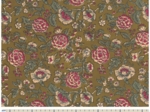 Tissu coton au mètre ex2516 indienne oeillets kaki framboise