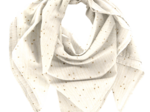 Foulard pompon gaze pois or écru