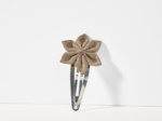 Barrette clic-clac fleur étoile lin cuivré