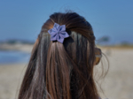 Barrette fleur étoile jean fin
