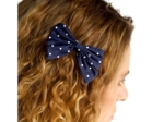 Barrette noeud papillon pois marine