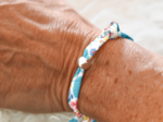 Bracelet tissu Lisa champêtre bleuté