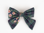 Barrette noeud papillon tartan fleuri